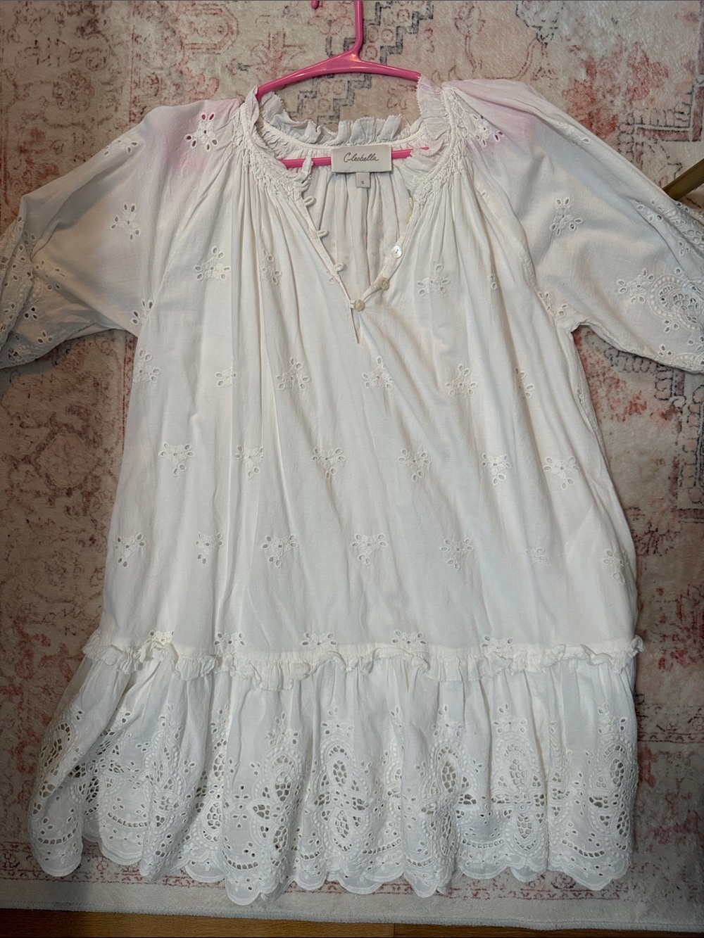Cleobella White Eyelet Peasant Dress